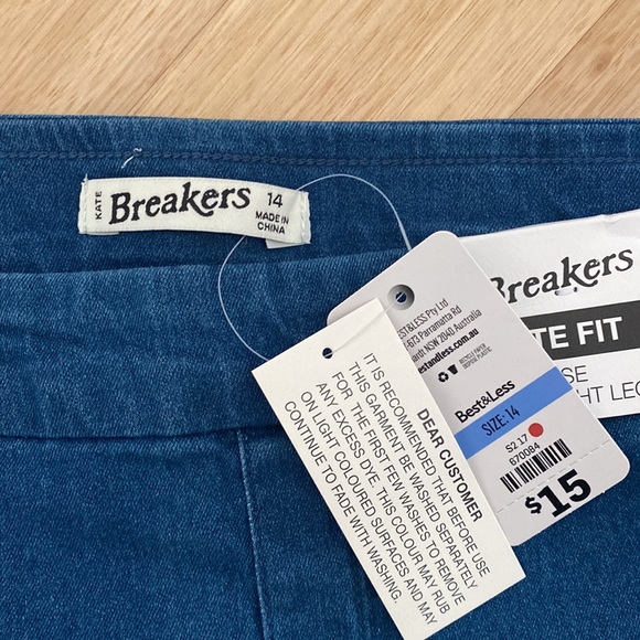 Breakers - Blue Mid Rise Straight Leg Jeans - Size 14 - Picture 4 of 9